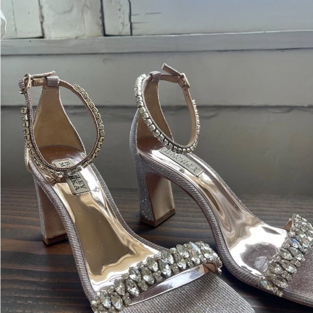 Badgley Mischka Rose Gold Strappy Heels